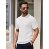 image:imageCOOFANDY Mens Knit TShirts Short Sleeve Crewneck Shirt Casual Textured Pullover TeesWhiteribbed
