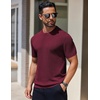 image:imageCOOFANDY Mens Knit TShirts Short Sleeve Crewneck Shirt Casual Textured Pullover TeesWine Red