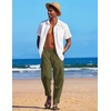 image:imageCOOFANDY Mens Linen Harem Drawstring Pants Casual Elastic Waist Lightweight Trouser Hippie Summer Beach Yoga PantsArmy Green