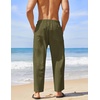 image:imageCOOFANDY Mens Linen Harem Drawstring Pants Casual Elastic Waist Lightweight Trouser Hippie Summer Beach Yoga PantsArmy Green