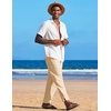 image:imageCOOFANDY Mens Linen Harem Drawstring Pants Casual Elastic Waist Lightweight Trouser Hippie Summer Beach Yoga PantsBeige