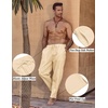 image:imageCOOFANDY Mens Linen Harem Drawstring Pants Casual Elastic Waist Lightweight Trouser Hippie Summer Beach Yoga PantsBeige