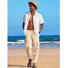 image:imageCOOFANDY Mens Linen Harem Drawstring Pants Casual Elastic Waist Lightweight Trouser Hippie Summer Beach Yoga PantsBeige