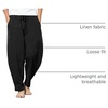 image:imageCOOFANDY Mens Linen Harem Drawstring Pants Casual Elastic Waist Lightweight Trouser Hippie Summer Beach Yoga PantsBlack