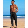 image:imageCOOFANDY Mens Linen Harem Drawstring Pants Casual Elastic Waist Lightweight Trouser Hippie Summer Beach Yoga PantsBlack