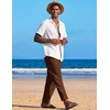 image:imageCOOFANDY Mens Linen Harem Drawstring Pants Casual Elastic Waist Lightweight Trouser Hippie Summer Beach Yoga PantsBrown
