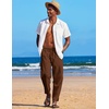 image:imageCOOFANDY Mens Linen Harem Drawstring Pants Casual Elastic Waist Lightweight Trouser Hippie Summer Beach Yoga PantsBrown