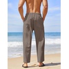 image:imageCOOFANDY Mens Linen Harem Drawstring Pants Casual Elastic Waist Lightweight Trouser Hippie Summer Beach Yoga PantsCoffee