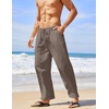 image:imageCOOFANDY Mens Linen Harem Drawstring Pants Casual Elastic Waist Lightweight Trouser Hippie Summer Beach Yoga PantsCoffee