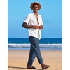 image:imageCOOFANDY Mens Linen Harem Drawstring Pants Casual Elastic Waist Lightweight Trouser Hippie Summer Beach Yoga PantsDark Blue