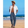 image:imageCOOFANDY Mens Linen Harem Drawstring Pants Casual Elastic Waist Lightweight Trouser Hippie Summer Beach Yoga PantsDark Blue