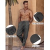 image:imageCOOFANDY Mens Linen Harem Drawstring Pants Casual Elastic Waist Lightweight Trouser Hippie Summer Beach Yoga PantsDark Grey