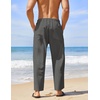 image:imageCOOFANDY Mens Linen Harem Drawstring Pants Casual Elastic Waist Lightweight Trouser Hippie Summer Beach Yoga PantsDark Grey