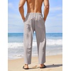 image:imageCOOFANDY Mens Linen Harem Drawstring Pants Casual Elastic Waist Lightweight Trouser Hippie Summer Beach Yoga PantsGrey