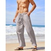 image:imageCOOFANDY Mens Linen Harem Drawstring Pants Casual Elastic Waist Lightweight Trouser Hippie Summer Beach Yoga PantsGrey
