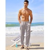 image:imageCOOFANDY Mens Linen Harem Drawstring Pants Casual Elastic Waist Lightweight Trouser Hippie Summer Beach Yoga PantsGrey
