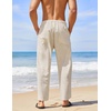 image:imageCOOFANDY Mens Linen Harem Drawstring Pants Casual Elastic Waist Lightweight Trouser Hippie Summer Beach Yoga PantsKhaki