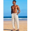 image:imageCOOFANDY Mens Linen Harem Drawstring Pants Casual Elastic Waist Lightweight Trouser Hippie Summer Beach Yoga PantsKhaki