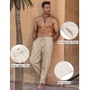 image:imageCOOFANDY Mens Linen Harem Drawstring Pants Casual Elastic Waist Lightweight Trouser Hippie Summer Beach Yoga PantsKhaki