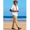 image:imageCOOFANDY Mens Linen Harem Drawstring Pants Casual Elastic Waist Lightweight Trouser Hippie Summer Beach Yoga PantsLight Tan
