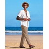 image:imageCOOFANDY Mens Linen Harem Drawstring Pants Casual Elastic Waist Lightweight Trouser Hippie Summer Beach Yoga PantsLinen Khaki