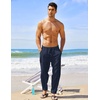 image:imageCOOFANDY Mens Linen Harem Drawstring Pants Casual Elastic Waist Lightweight Trouser Hippie Summer Beach Yoga PantsNavy Blue