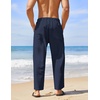 image:imageCOOFANDY Mens Linen Harem Drawstring Pants Casual Elastic Waist Lightweight Trouser Hippie Summer Beach Yoga PantsNavy Blue