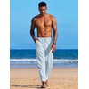 image:imageCOOFANDY Mens Linen Harem Drawstring Pants Casual Elastic Waist Lightweight Trouser Hippie Summer Beach Yoga PantsSky Blue