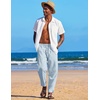 image:imageCOOFANDY Mens Linen Harem Drawstring Pants Casual Elastic Waist Lightweight Trouser Hippie Summer Beach Yoga PantsSky Blue