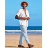 image:imageCOOFANDY Mens Linen Harem Drawstring Pants Casual Elastic Waist Lightweight Trouser Hippie Summer Beach Yoga PantsSky Blue