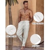 image:imageCOOFANDY Mens Linen Harem Drawstring Pants Casual Elastic Waist Lightweight Trouser Hippie Summer Beach Yoga PantsWhite