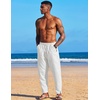 image:imageCOOFANDY Mens Linen Harem Drawstring Pants Casual Elastic Waist Lightweight Trouser Hippie Summer Beach Yoga PantsWhite