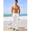 image:imageCOOFANDY Mens Linen Harem Drawstring Pants Casual Elastic Waist Lightweight Trouser Hippie Summer Beach Yoga PantsWhite