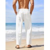 image:imageCOOFANDY Mens Linen Harem Drawstring Pants Casual Elastic Waist Lightweight Trouser Hippie Summer Beach Yoga PantsWhite