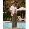 image:imageCOOFANDY Mens Linen Pant Elastic Waist Linen Pants Drawstring Summer Beach PantA Army Green