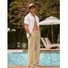 image:imageCOOFANDY Mens Linen Pant Elastic Waist Linen Pants Drawstring Summer Beach PantA Beige