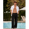 image:imageCOOFANDY Mens Linen Pant Elastic Waist Linen Pants Drawstring Summer Beach PantA Black