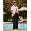 image:imageCOOFANDY Mens Linen Pant Elastic Waist Linen Pants Drawstring Summer Beach PantA Black