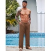 image:imageCOOFANDY Mens Linen Pant Elastic Waist Linen Pants Drawstring Summer Beach PantA Brown