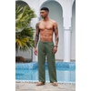 image:imageCOOFANDY Mens Linen Pant Elastic Waist Linen Pants Drawstring Summer Beach PantA Dark Army Green