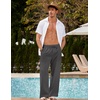 image:imageCOOFANDY Mens Linen Pant Elastic Waist Linen Pants Drawstring Summer Beach PantA Dark Grey