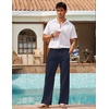image:imageCOOFANDY Mens Linen Pant Elastic Waist Linen Pants Drawstring Summer Beach PantA Dark Navy Blue