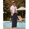 image:imageCOOFANDY Mens Linen Pant Elastic Waist Linen Pants Drawstring Summer Beach PantA Dark Navy Blue