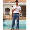 image:imageCOOFANDY Mens Linen Pant Elastic Waist Linen Pants Drawstring Summer Beach PantA Denim Blue