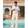 image:imageCOOFANDY Mens Linen Pant Elastic Waist Linen Pants Drawstring Summer Beach PantA Light Khaki