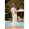 image:imageCOOFANDY Mens Linen Pant Elastic Waist Linen Pants Drawstring Summer Beach PantA Linen Khaki