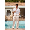 image:imageCOOFANDY Mens Linen Pant Elastic Waist Linen Pants Drawstring Summer Beach PantA Linen Khaki
