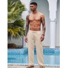 image:imageCOOFANDY Mens Linen Pant Elastic Waist Linen Pants Drawstring Summer Beach PantA Medium Khaki