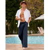 image:imageCOOFANDY Mens Linen Pant Elastic Waist Linen Pants Drawstring Summer Beach PantA Navy Blue