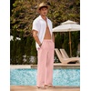 image:imageCOOFANDY Mens Linen Pant Elastic Waist Linen Pants Drawstring Summer Beach PantA Pink